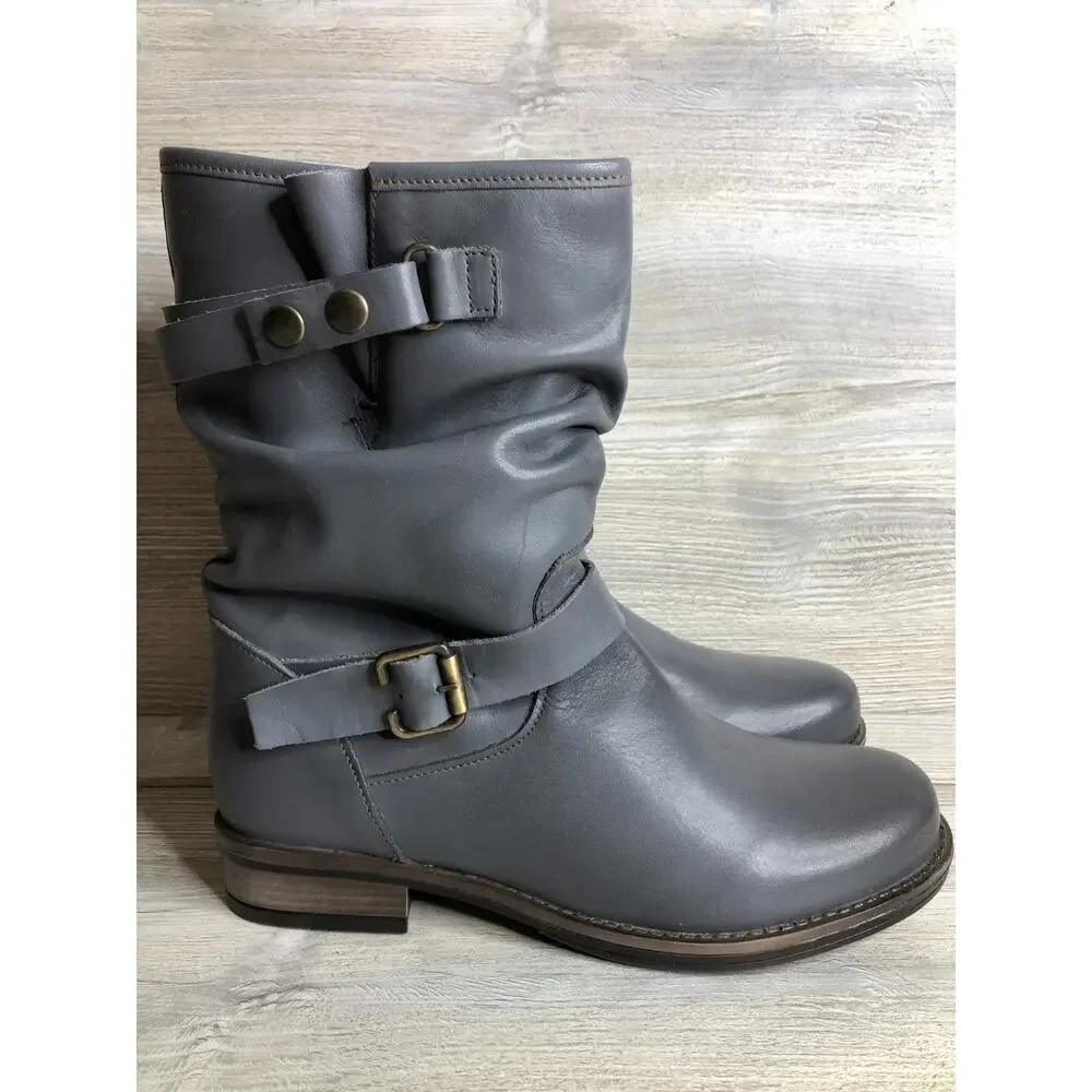Eric Michael Laguna Grey Women's Mid Calf Pull On Boots Size 40 / 9